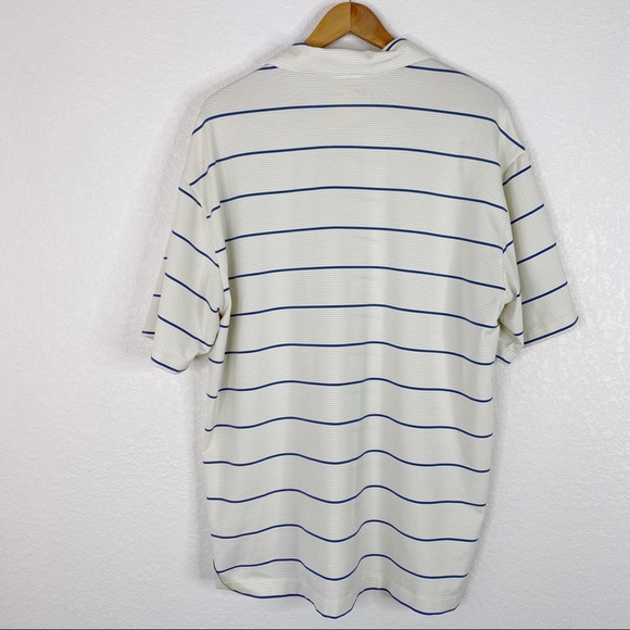 Nike Golf White & Blue Striped Nike Fit Dry Polo Shirt - Picture 6 of 6